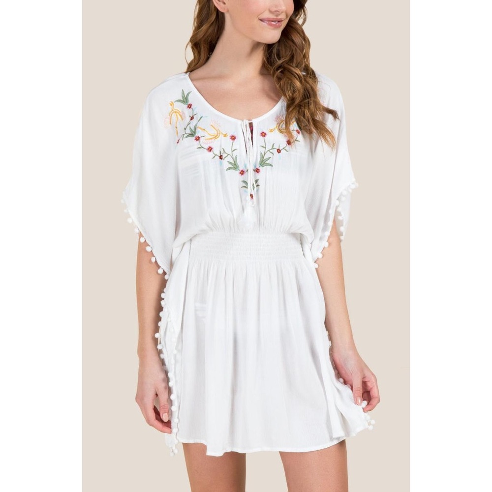 Francescas Darla Bird Embroidered Swim Cover Up